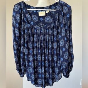 Maeve Anthropologie size 4 Boswell Blouse blue  office casual date  night anthro